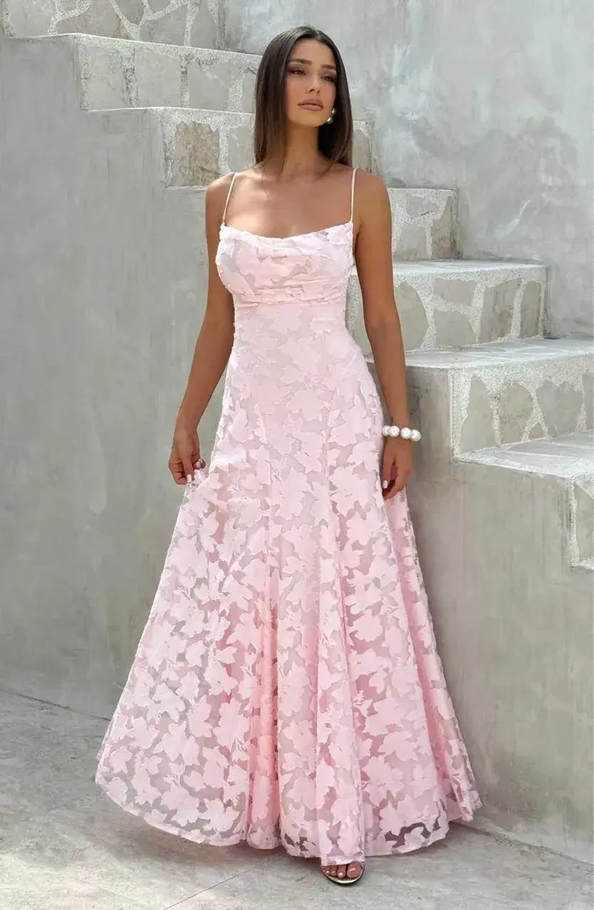 Floral Jacquard Slim-Fit Maxi Gown
