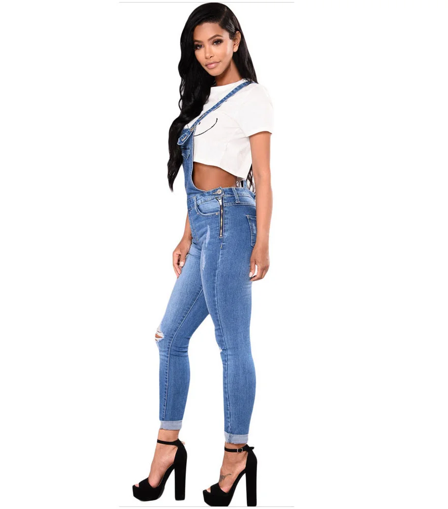 BC Style & Crafts presents Ripped Suspender Pencil Denim Overalls. Embrace urban chic with this trendy and edgy overall style. Shop now for fashion-forward looks!
