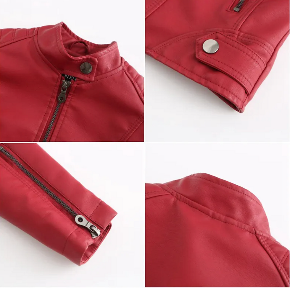 Thumbnail: Leather Stand-Up Collar Jacket