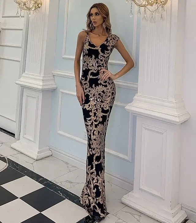 Shine in the Starlight Elegance Sequin Evening Dress. A glamorous ensemble that captures attention, ensuring you stand out with radiant style at every special occasion