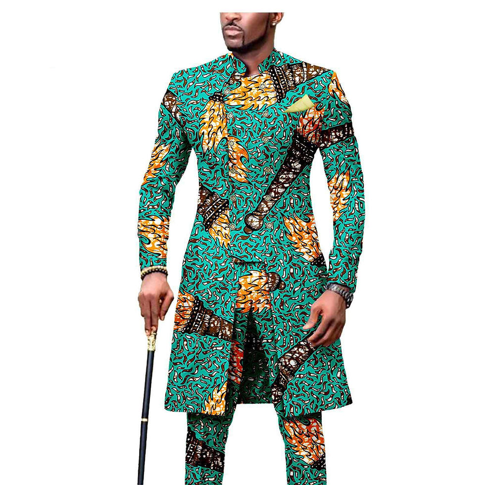 Thumbnail: Retro Slim Two-Piece African Suit