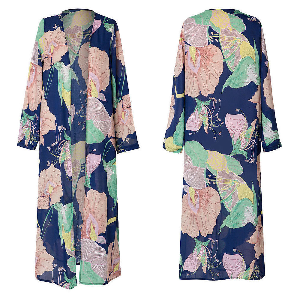 Thumbnail: Printed Chiffon Cardigan Blouse