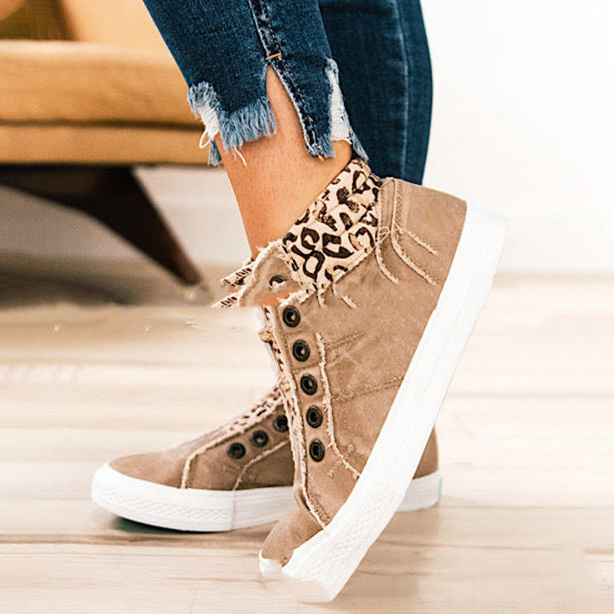 The Savannah Stride – Leopard Print Flat Ankle Boots