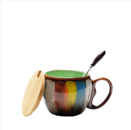 Thumbnail: Ceramic Breakfast Cup with Lid and Spoon