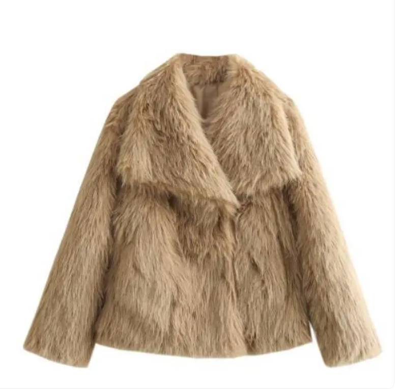 Thumbnail: The Alpine Sovereign – Winter Plush Lapel Structural Faux Fur Coat