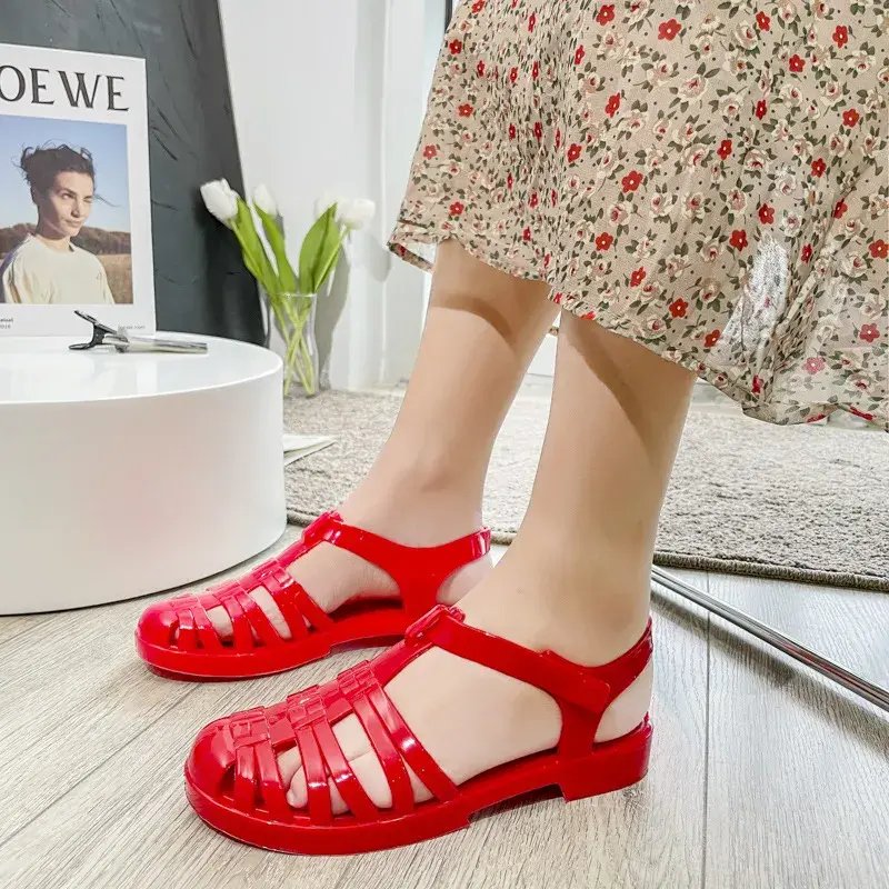 Thumbnail: Retro Crystal Jelly Flat Sandals