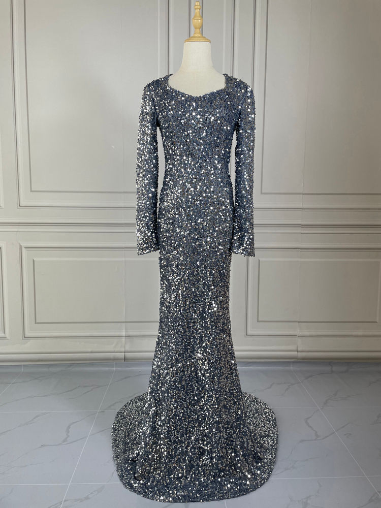 Thumbnail: Sequined Fishtail Evening Dress