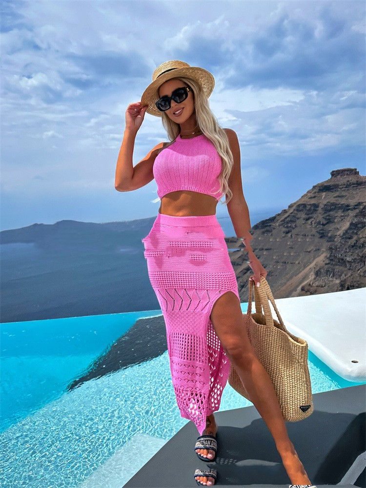Thumbnail: Split Hem Slim Fit Midi Dress Set
