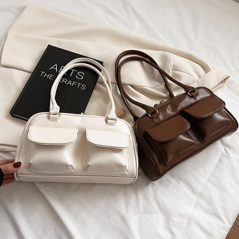 Thumbnail: Multi-Pocket Minimalist Baguette Shoulder Bag