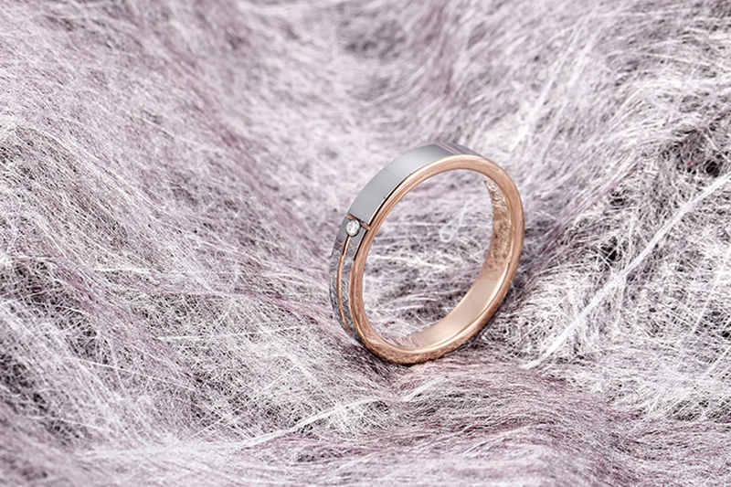 Thumbnail: 4mm Tungsten Carbide Ring with Zirconia