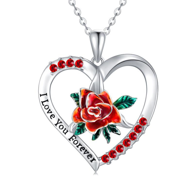 Thumbnail: Silver Rose Flower Necklace