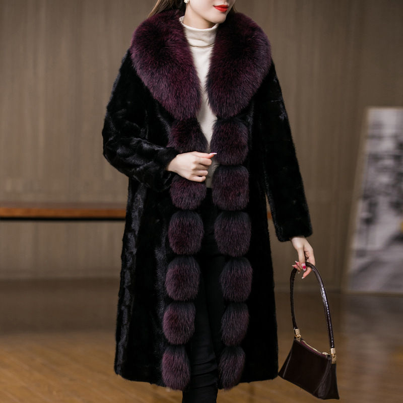 Fox Fur Collar Mink Women's Coat