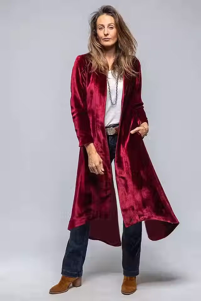 Vintage Korean Velvet Slit Coat