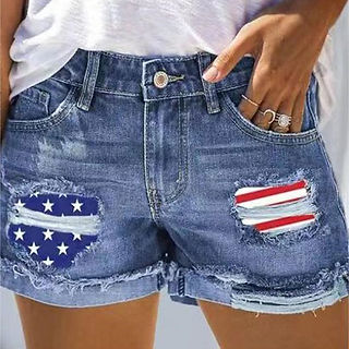 Show your style with BC Style & Crafts Flag Printed Patch Denim Shorts. Trendy, patriotic, and perfect for a fashion statement. Shop now for a stylish look!