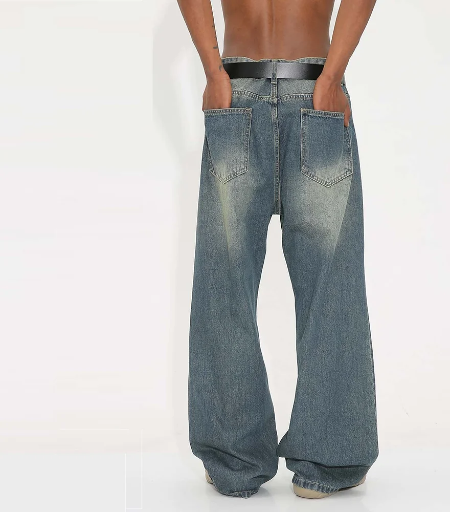 Washed Loose Vintage Cowboy Trousers - Embrace a retro look with these vintage-inspired cowboy trousers, featuring a washed finish for a lived-in feel.