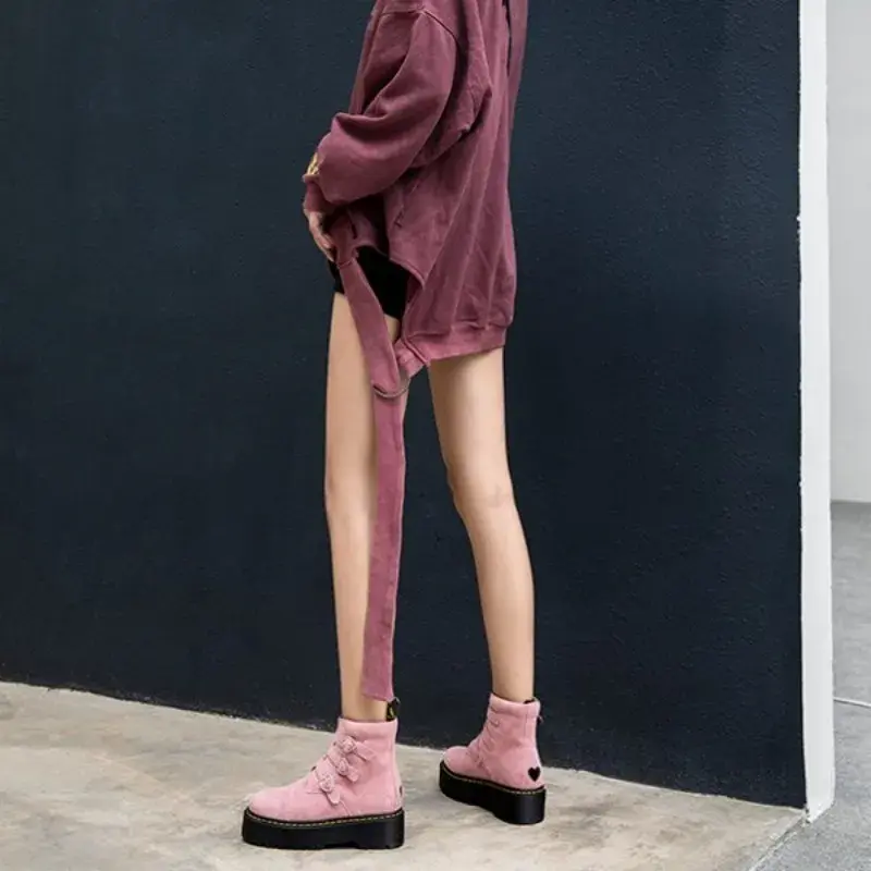 Thumbnail: The Kyoto Kiss – Love Buckle Deerskin Martin Ankle Boots 🌸🖤