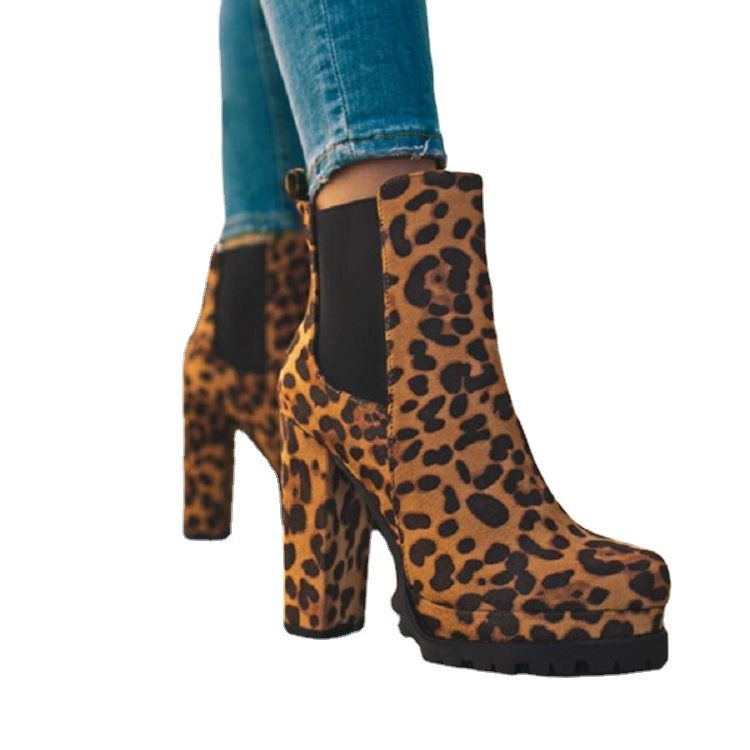 Thumbnail: The Velvet Veneer – Suede Thick Square High Heel Ankle Boots