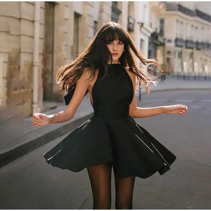 Thumbnail: Halter Neck Sleeveless Cocktail Dress