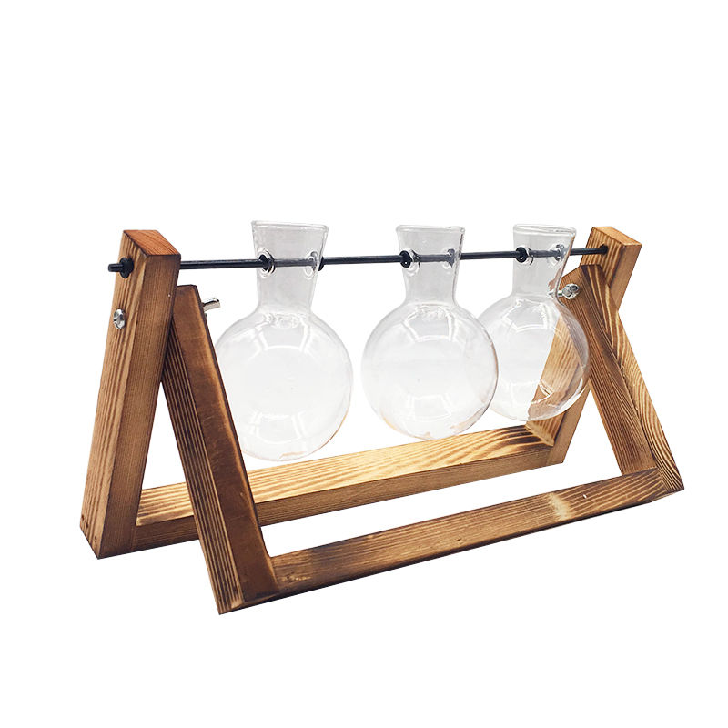 Thumbnail: Geometric Glass Vase with Wooden Stand