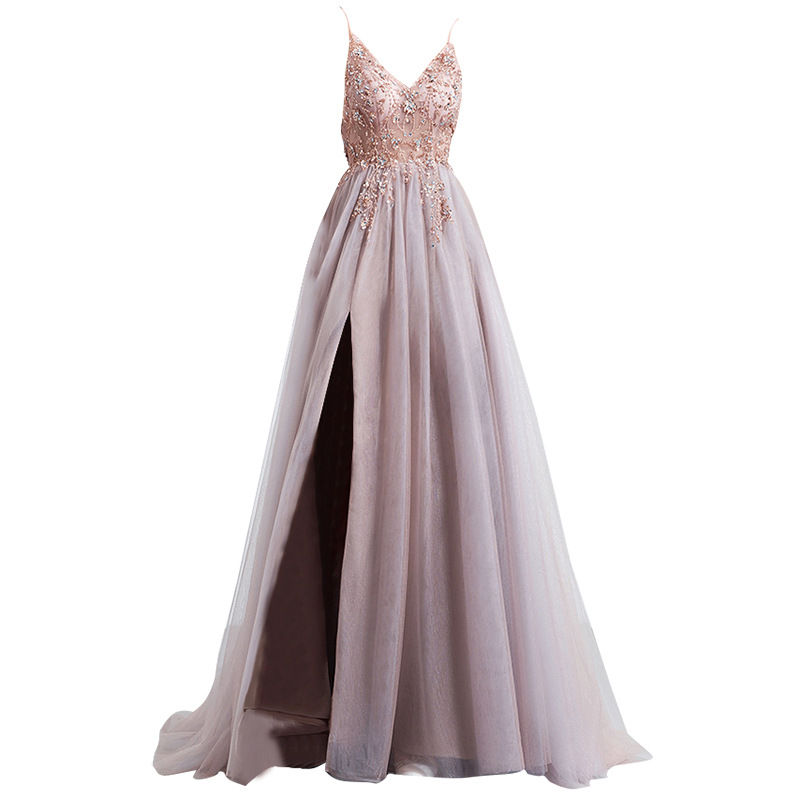 Thumbnail: Sling Veil High Slit Evening Dress