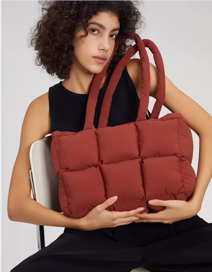 Cloud-Quilt Cotton Puffer Tote
