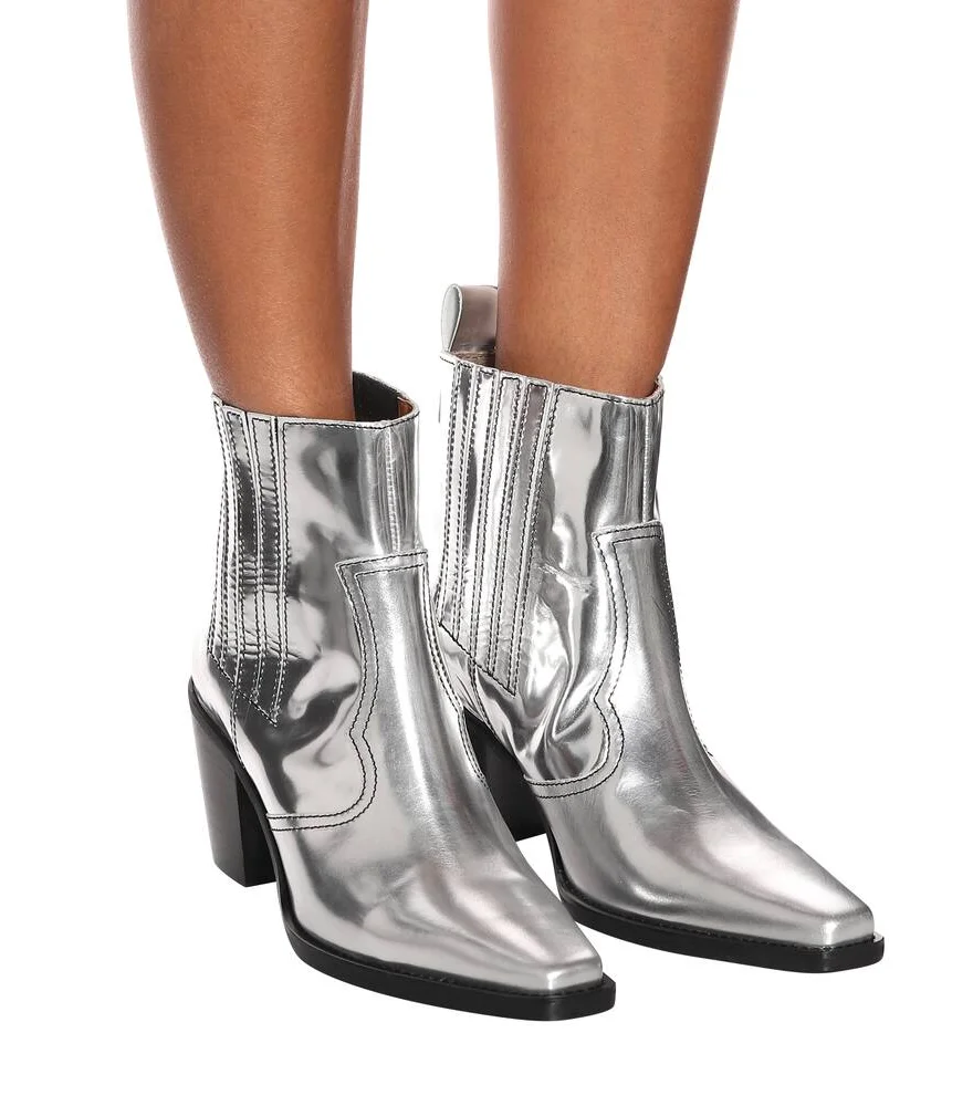 Elevate your style with these British-inspired ankle boots, featuring silver elegance for a touch of sophistication and fashion-forward flair