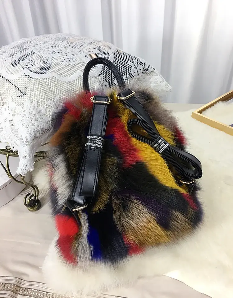 Vogue Fox-Fur Street-Trend Backpack
