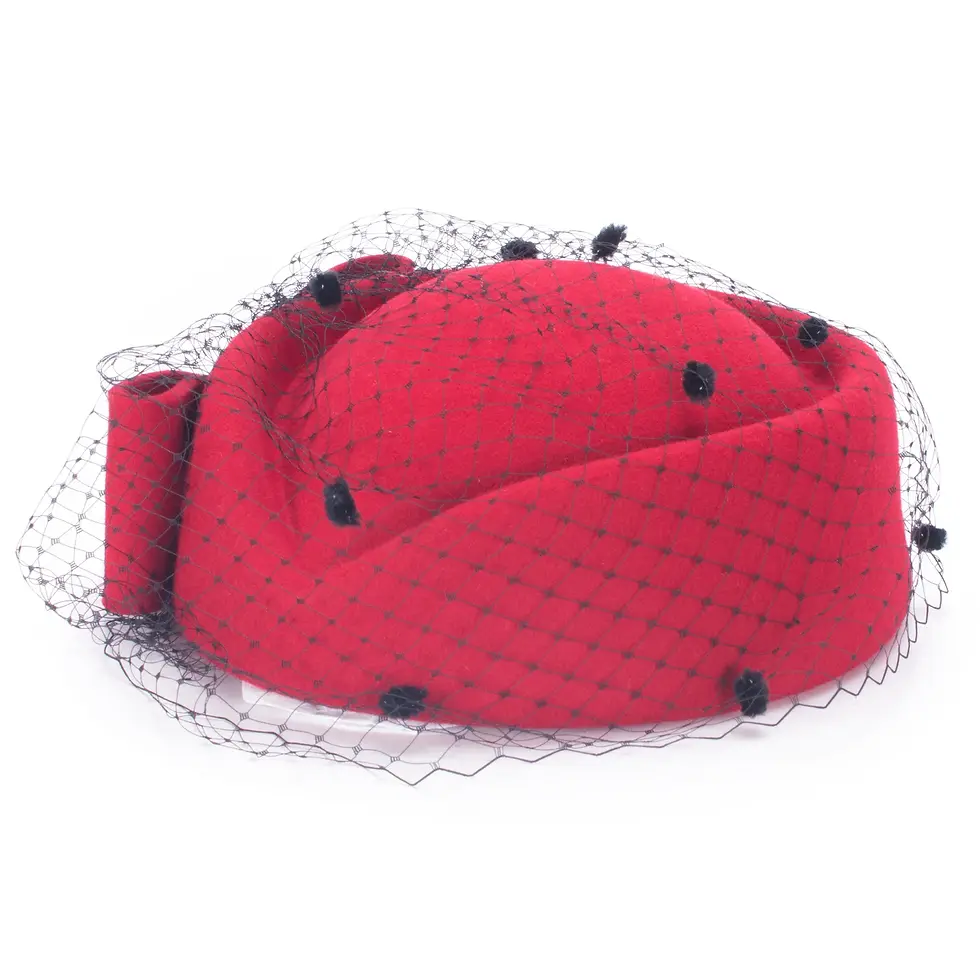 Thumbnail: British Retro Bowknot Veil Pillbox Hat