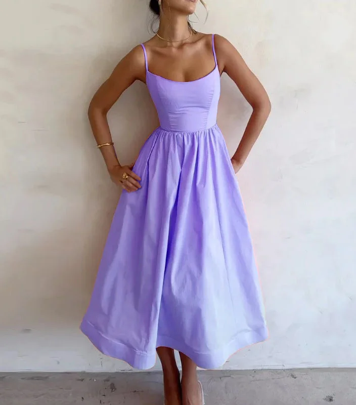 Elegant Suspender A-Line Summer Maxi Dress - Stylish Sleeveless Maxi Dress with A-Line Silhouette and Adjustable Straps, Perfect for Summer Events and Casual Wear