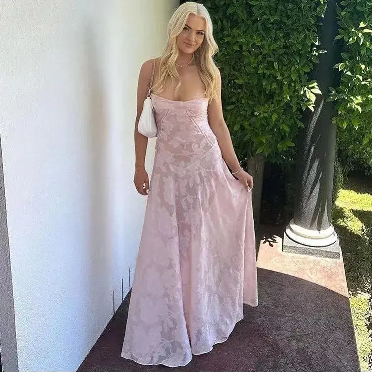 Thumbnail: Floral Lace Spaghetti Strap Maxi Dress