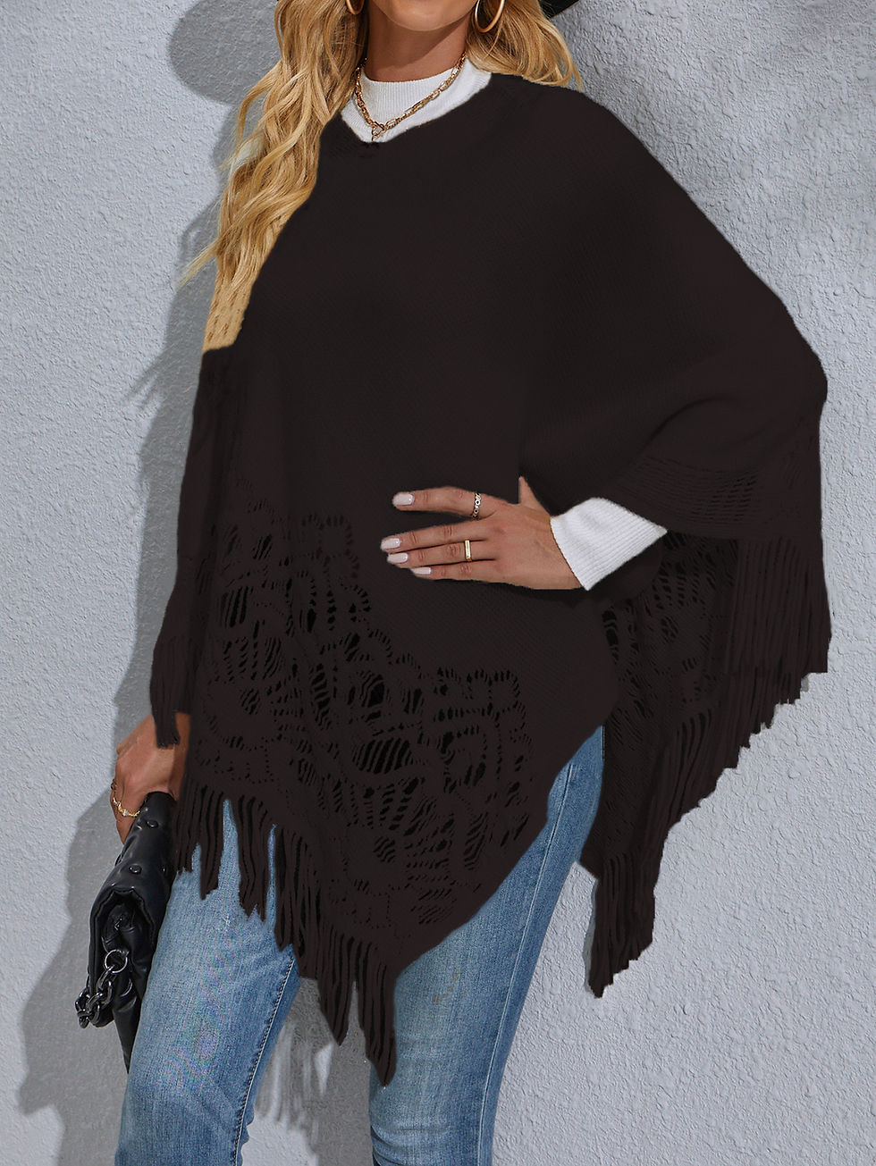 Thumbnail: Lace Tassel Shawl Sweater