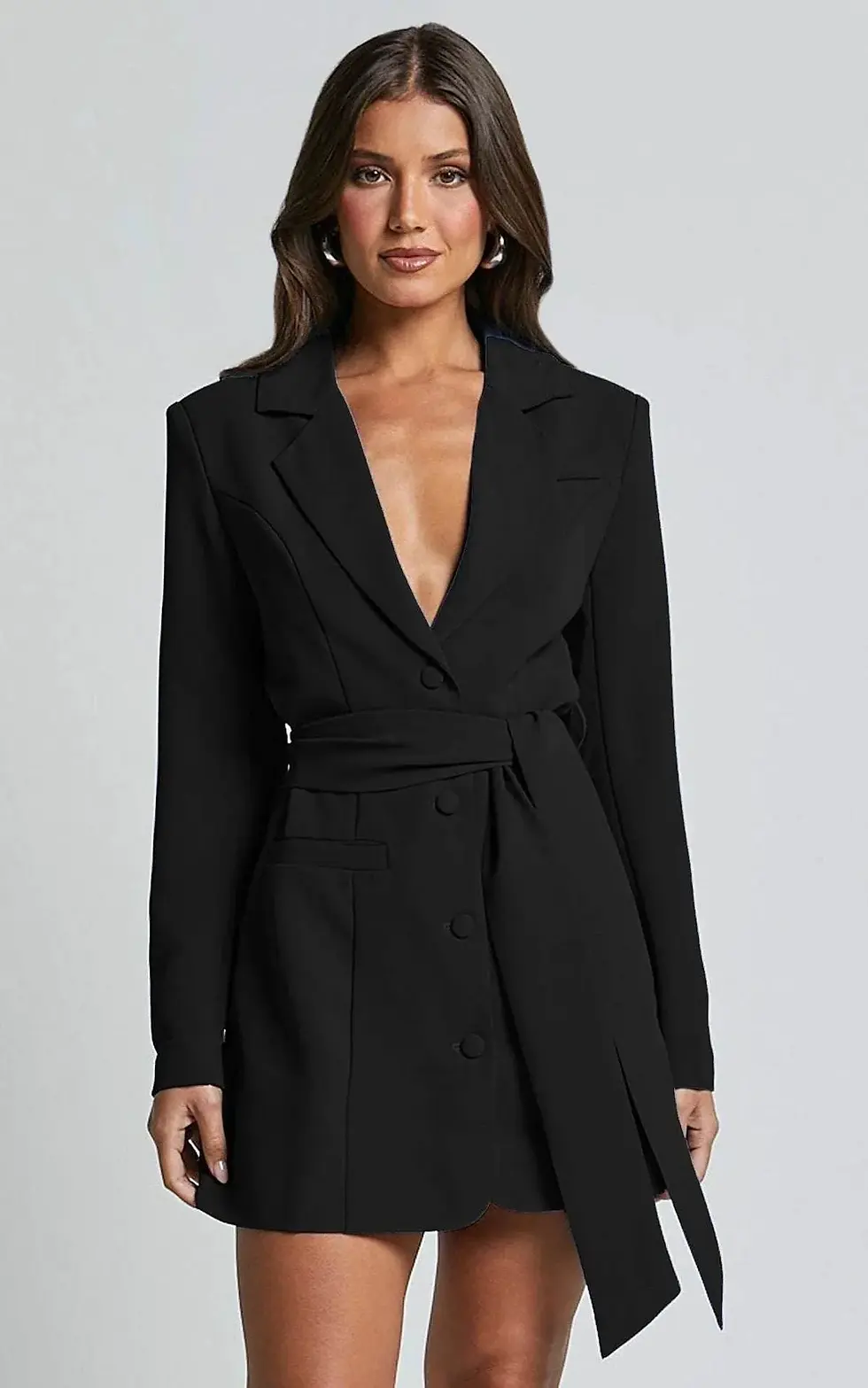 Thumbnail: Urban Muse Lace-Up Slim Fit Blazer Coat