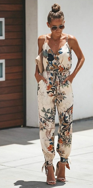 Bloom Spaghetti Strap Jumpsuit - Floral and Bohemian Vibes for Your Stylish Wardrobe