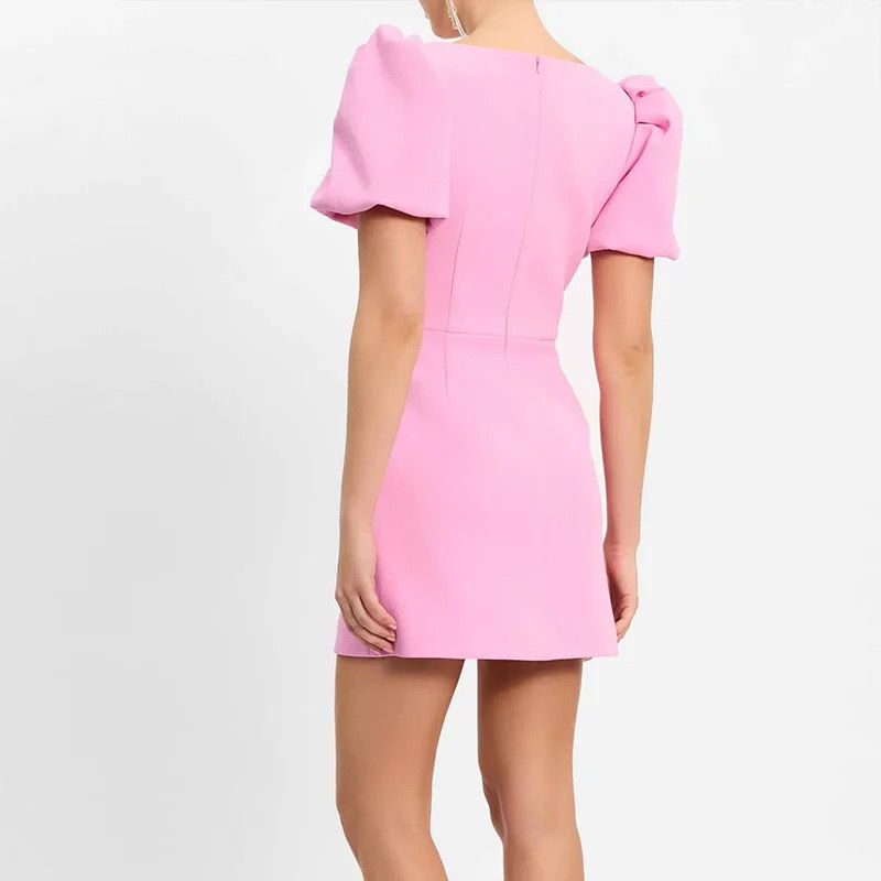 Thumbnail: Pink Sequined Puff Sleeve Mini Dress