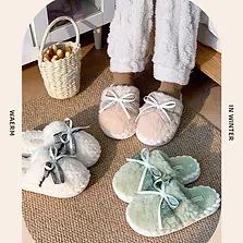 Bow Tie Cotton Slippers