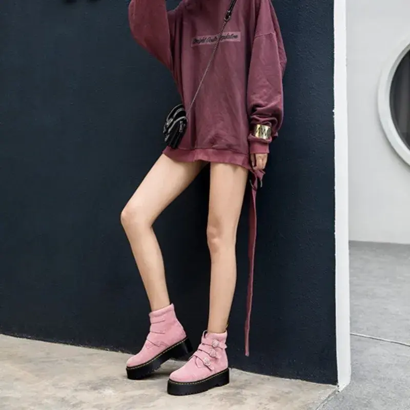 Thumbnail: The Kyoto Kiss – Love Buckle Deerskin Martin Ankle Boots 🌸🖤