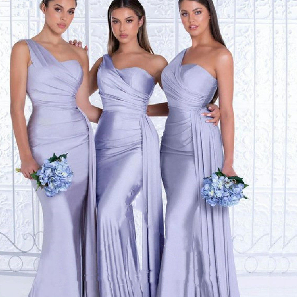 One-Shoulder Satin Mermaid Gown