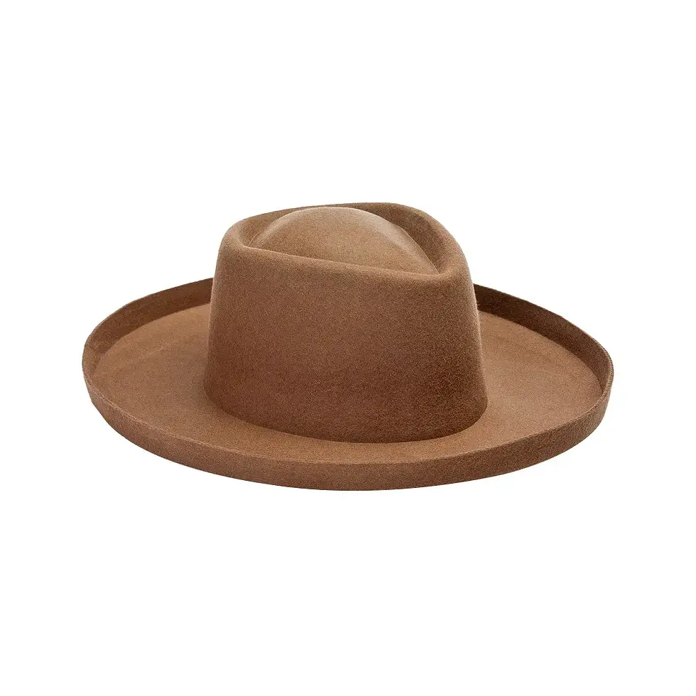 Thumbnail: Vintage Flat-Top Wide-Brim Wool Hat