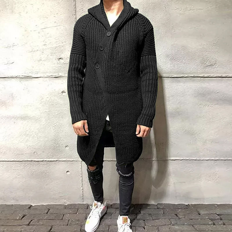 Thumbnail: Imperial Kinetic – Long Knitted Hooded Button Sweater Coat