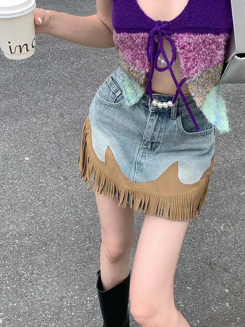 Thumbnail: Retro Azure – Artisan Tassel-Denim Performance Mini