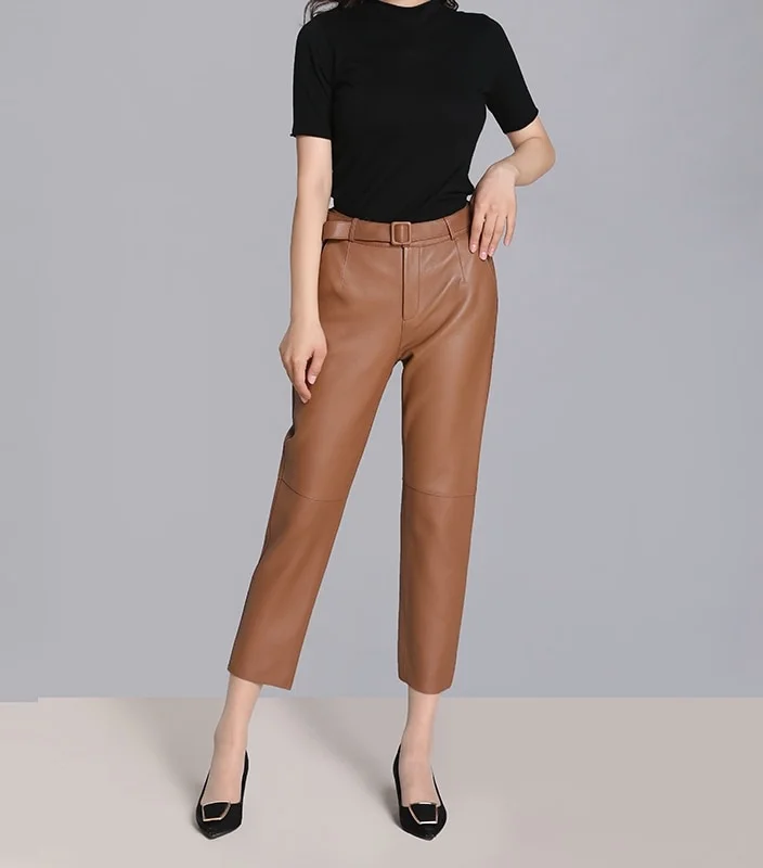 Rock the Trend: Elevate Your Style with High-Waisted Genuine Leather Pants