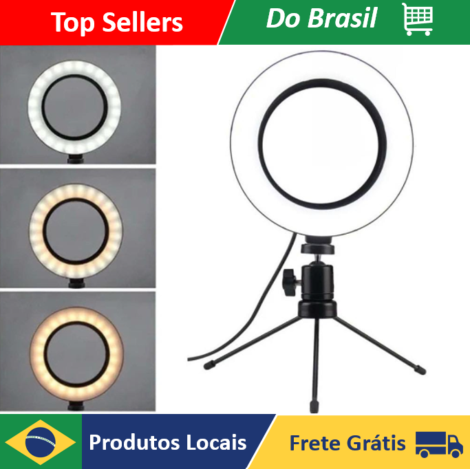 Miniatura: Ring Light Iluminador Selfie Makeup + Tripé De Mesa Luz Led