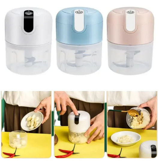 Miniatura: Mini Processador Elétrico De Alimentos Portátil Com 3 Lâminas