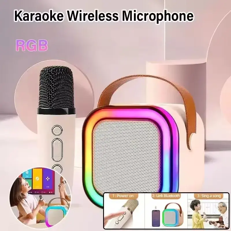 Miniatura: Mini Karaokê K12 Bluetooth Portátil Com Microfone Rgb