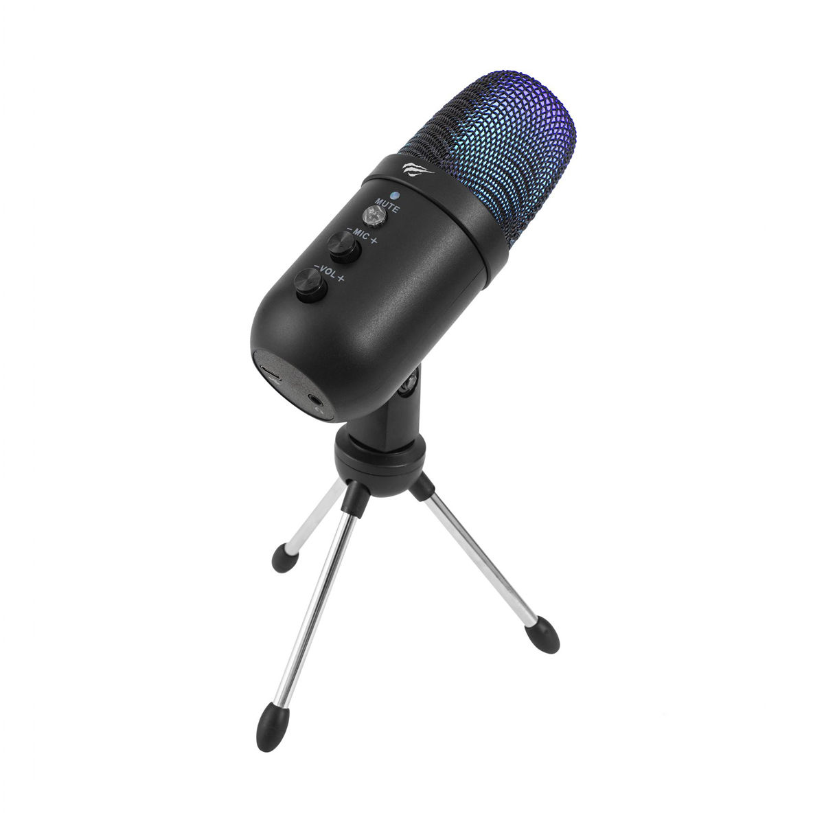 Microfone Gamer Havit Gk51 Usb Cardioide Preto Rgb