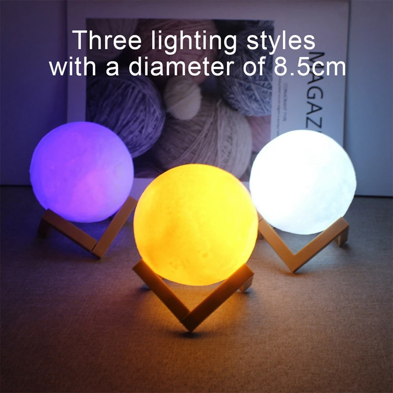 Miniatura: Luminaria Led Abajur Lua Cheia 3d Decoração Luz Noturna