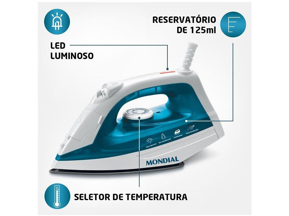 Miniatura: Ferro A Vapor Azul/branco 1200w F-32 Mondial Cor Azul 110v Azul 127v
