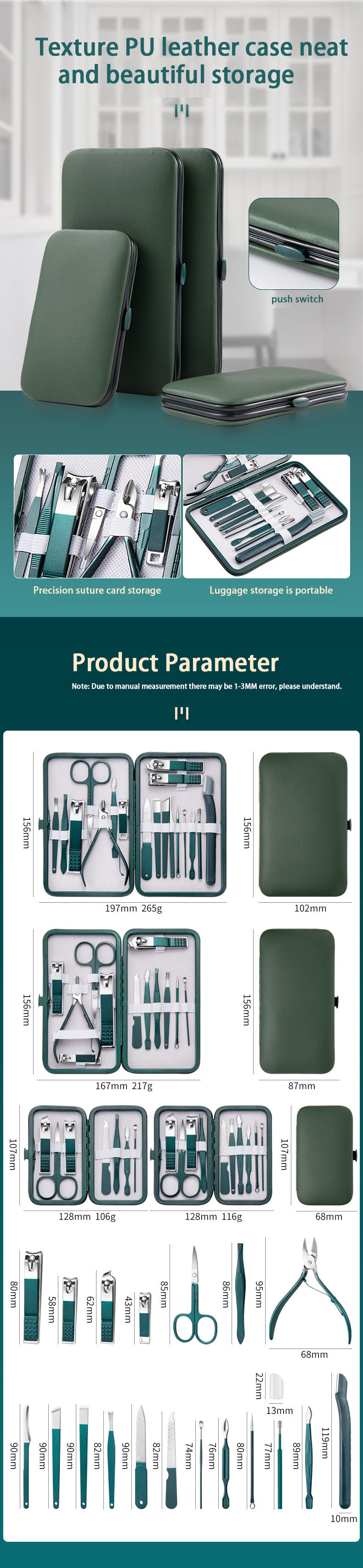 Miniatura: Kit Profissional De Tratamento De Unhas De 7/10/12/18 Peças