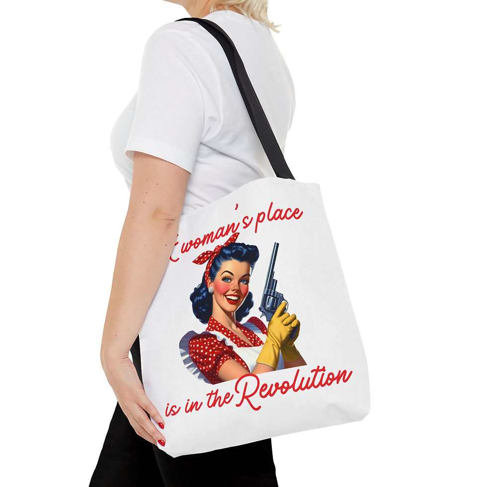 Thumbnail:  "A Woman's Place Is in the Revolution" Feminist Vintage Canvas Tote
