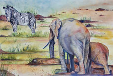 Marcia Sivek "WATER HOLE" 20x14 watercolor $200